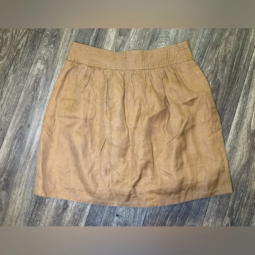 J. Crew Linen Blend A-Line Skirt Toffee (Brown) Size 8